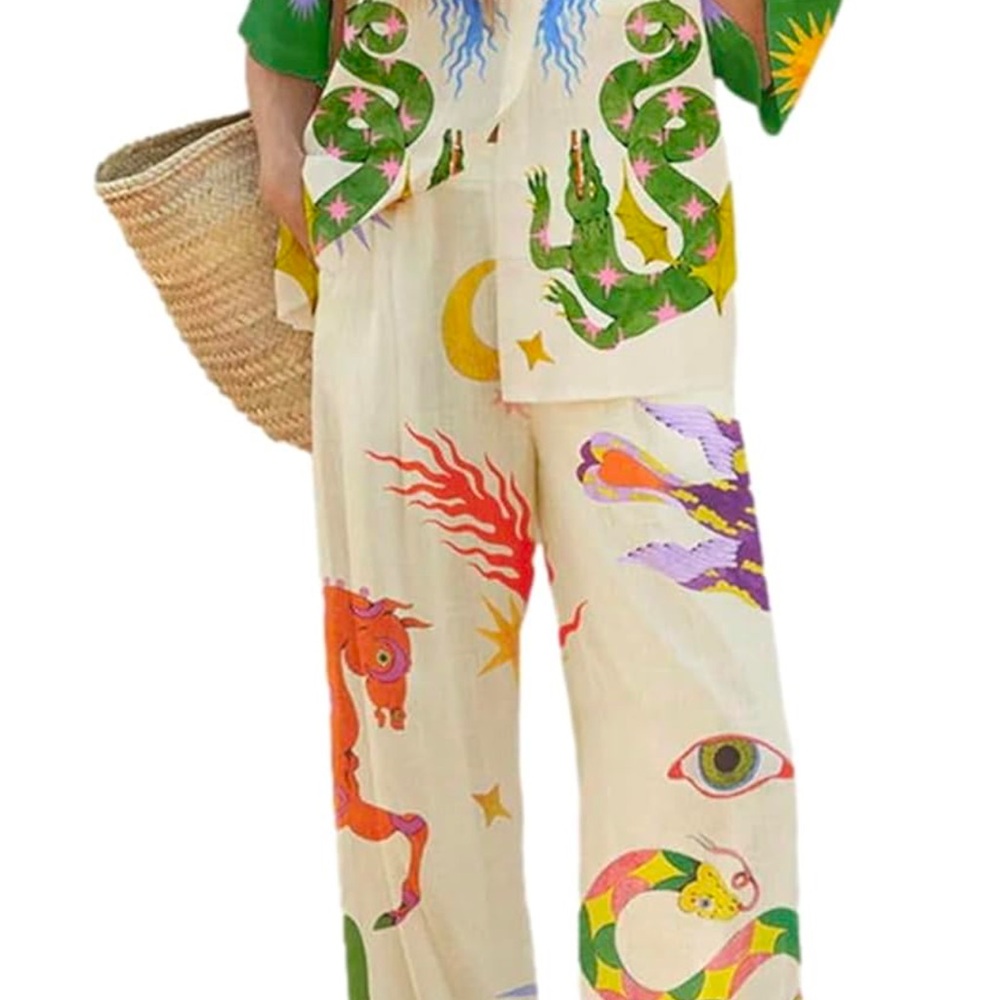 Colorful Graphic Print Women's TWO PIECE SET NWOT